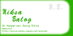 miksa balog business card